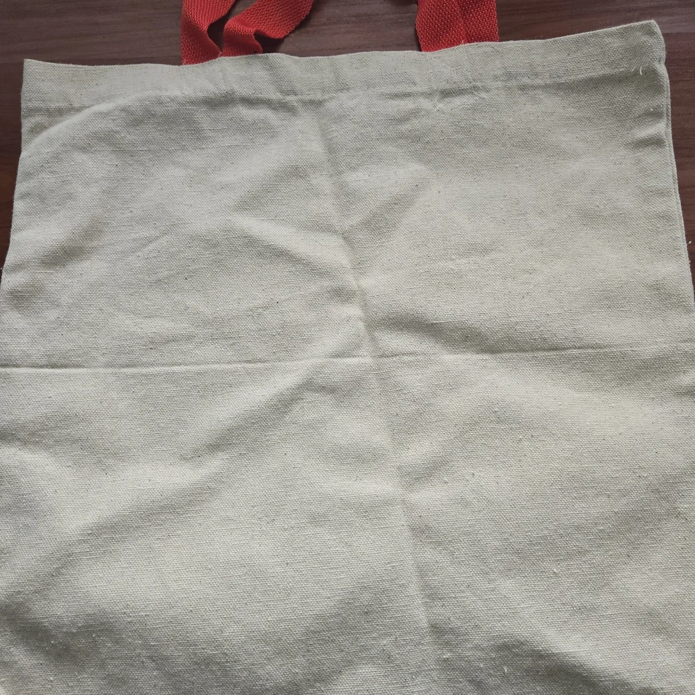 Canvas Tote Bag with Red Handles